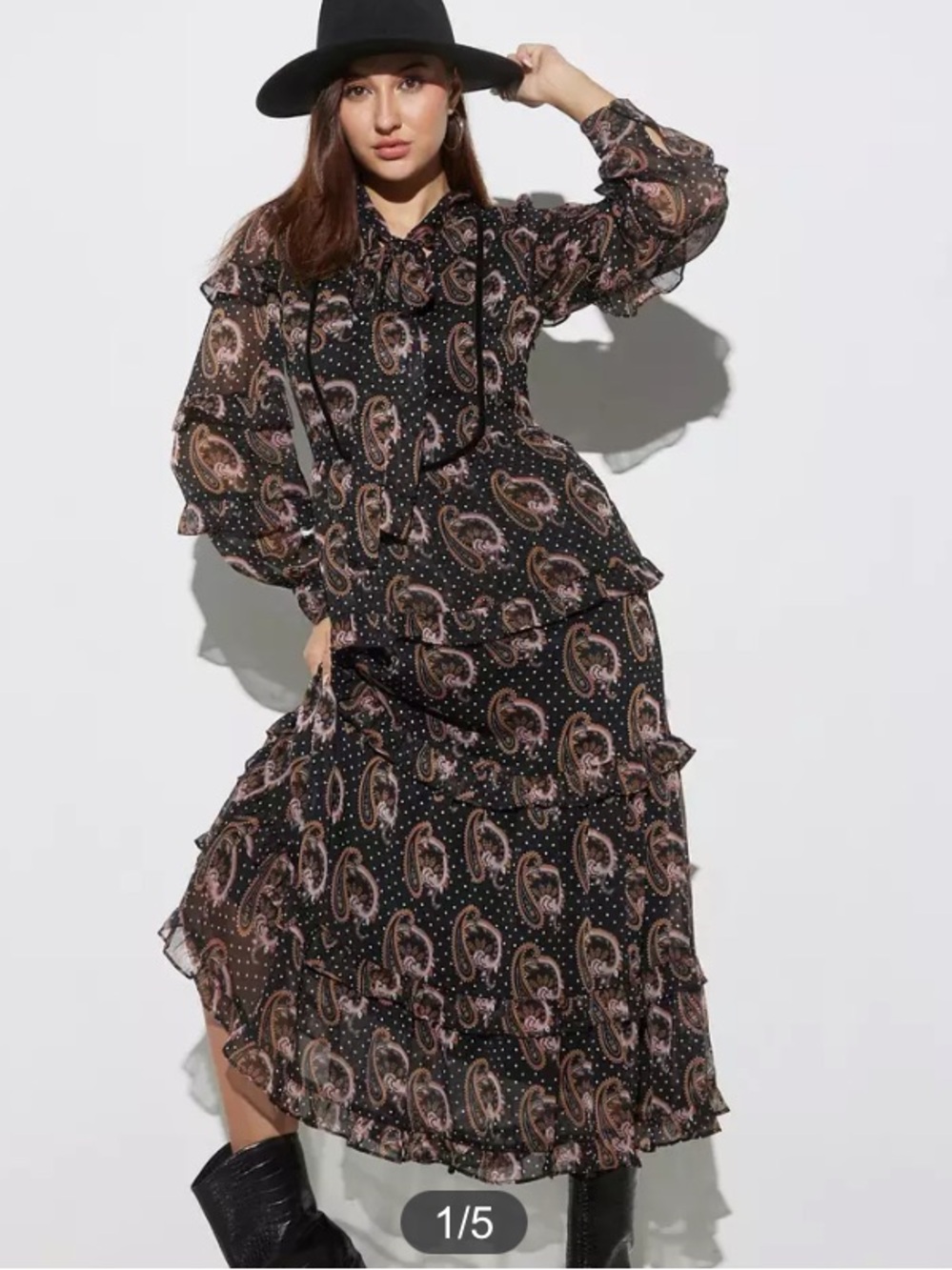 Splash Black Paisley & Dot Tiered Maxi Dress